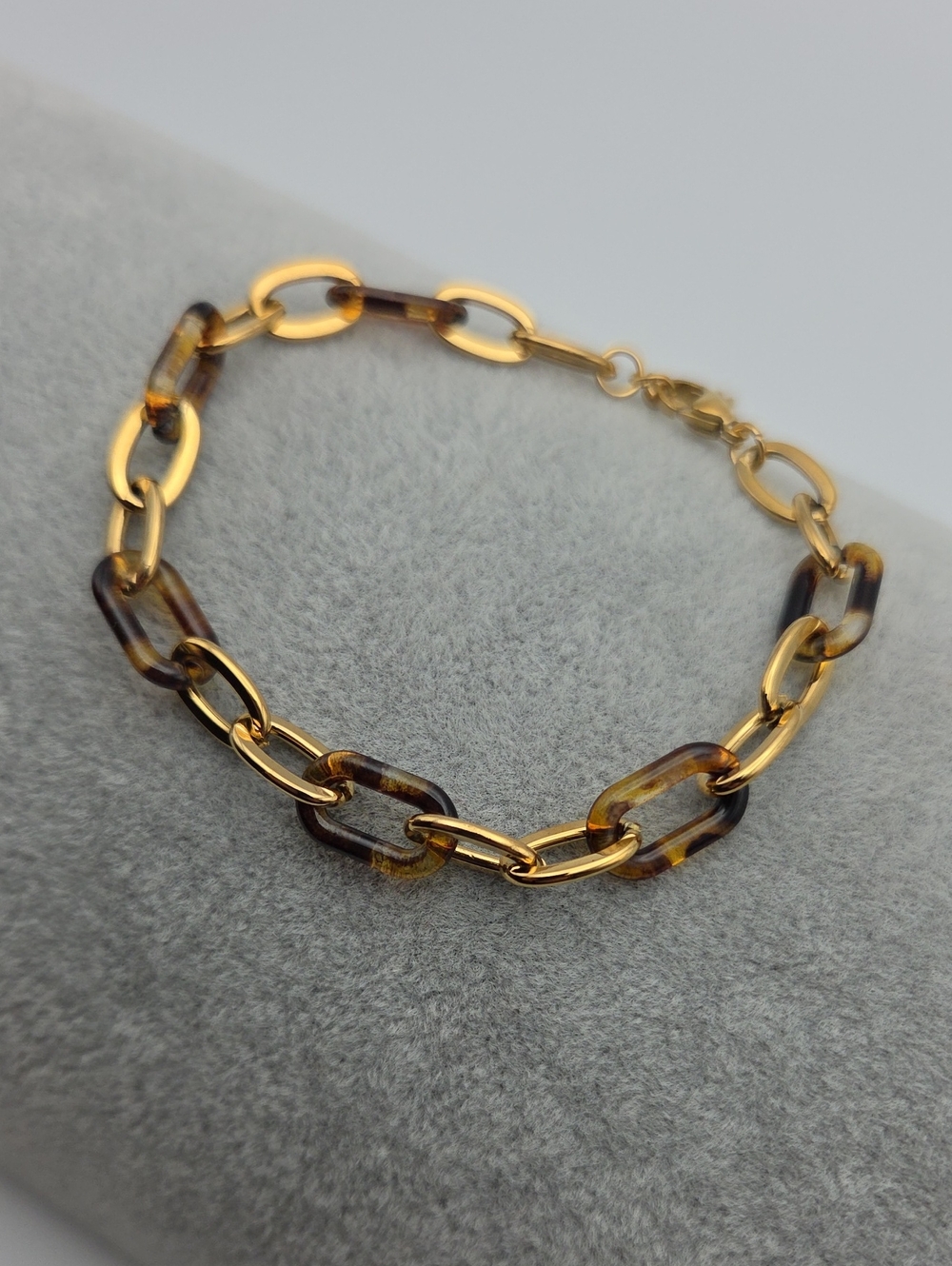 18K Gold Plated Tortoise Shell & Gold Link Chain Bracelet | Trendy Statement